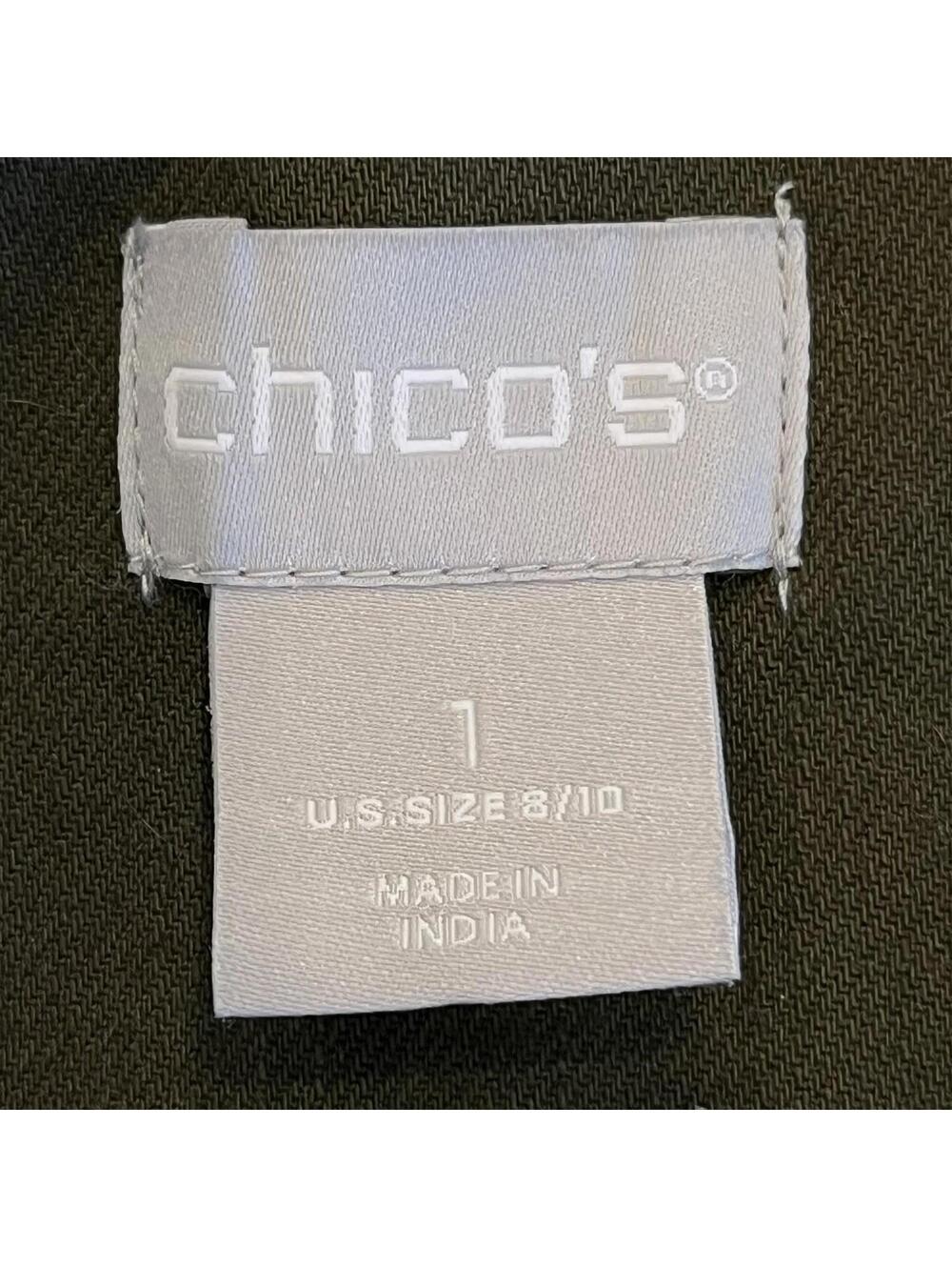 Chico's Jacket Beaded Band Military Womens Size: 1 (8-10)Frog Closure Green - Picture 8 of 9